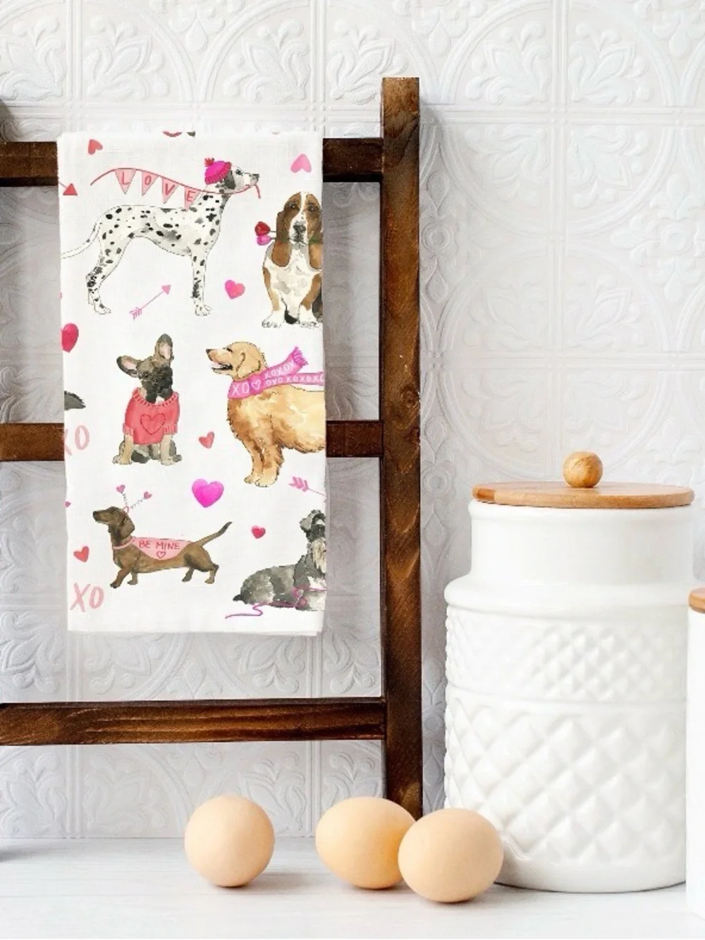 Kelsy M Designs Tea Kitchen Towel 18 x 28 Dog Lover Valentines BRAND NEW
